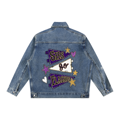 Lets Go Sayville Vintage Wash Zip Up Denim Jacket