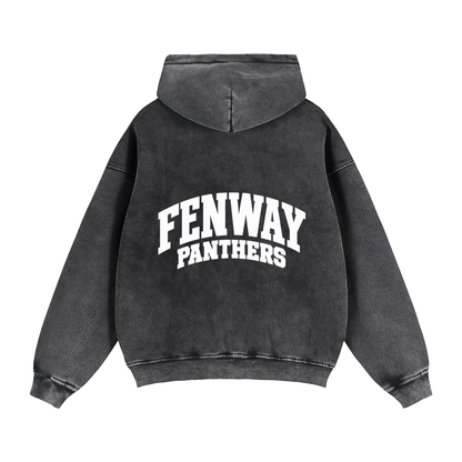 Basic 2 White Fenway Zip-Through Boxy Fleece Hoodie