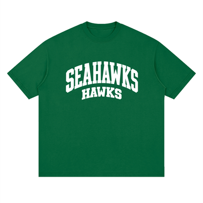 Basic 2 White Seahawks Oversized Drop Shoulder T-Shirt