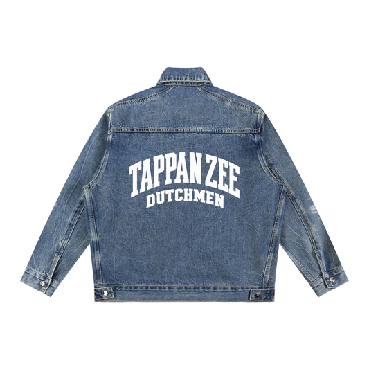 Basic 2 White Tappan Zee Vintage Wash Zip Up Denim Jacket