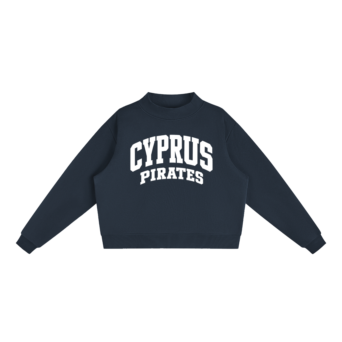 Basic 2 White Cyprus Essential Fleece Mock-Neck Crew Sweatshirt