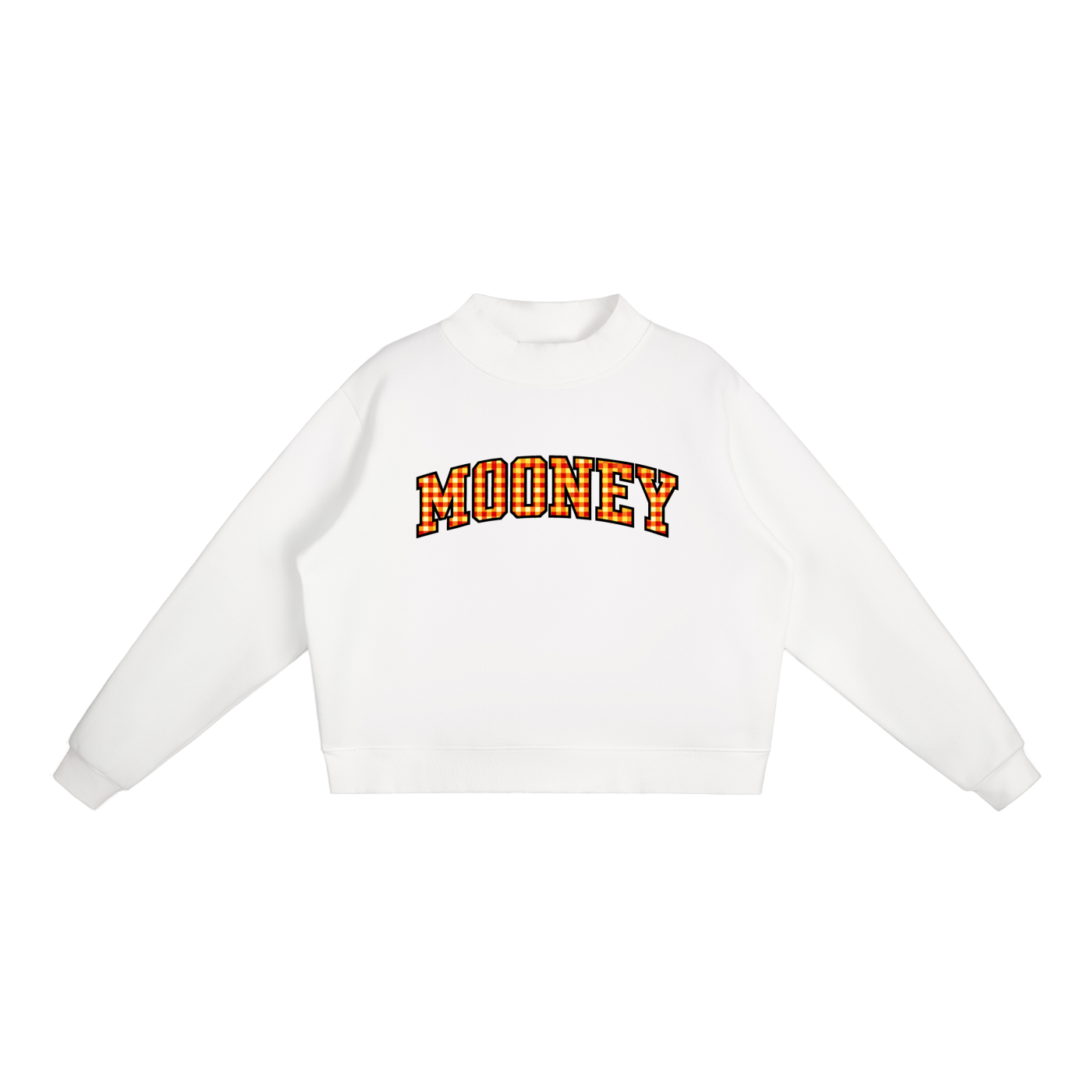 Gingham Cardinal Mooney Essential Fleece Mock-Neck Crew Sweatshirt
