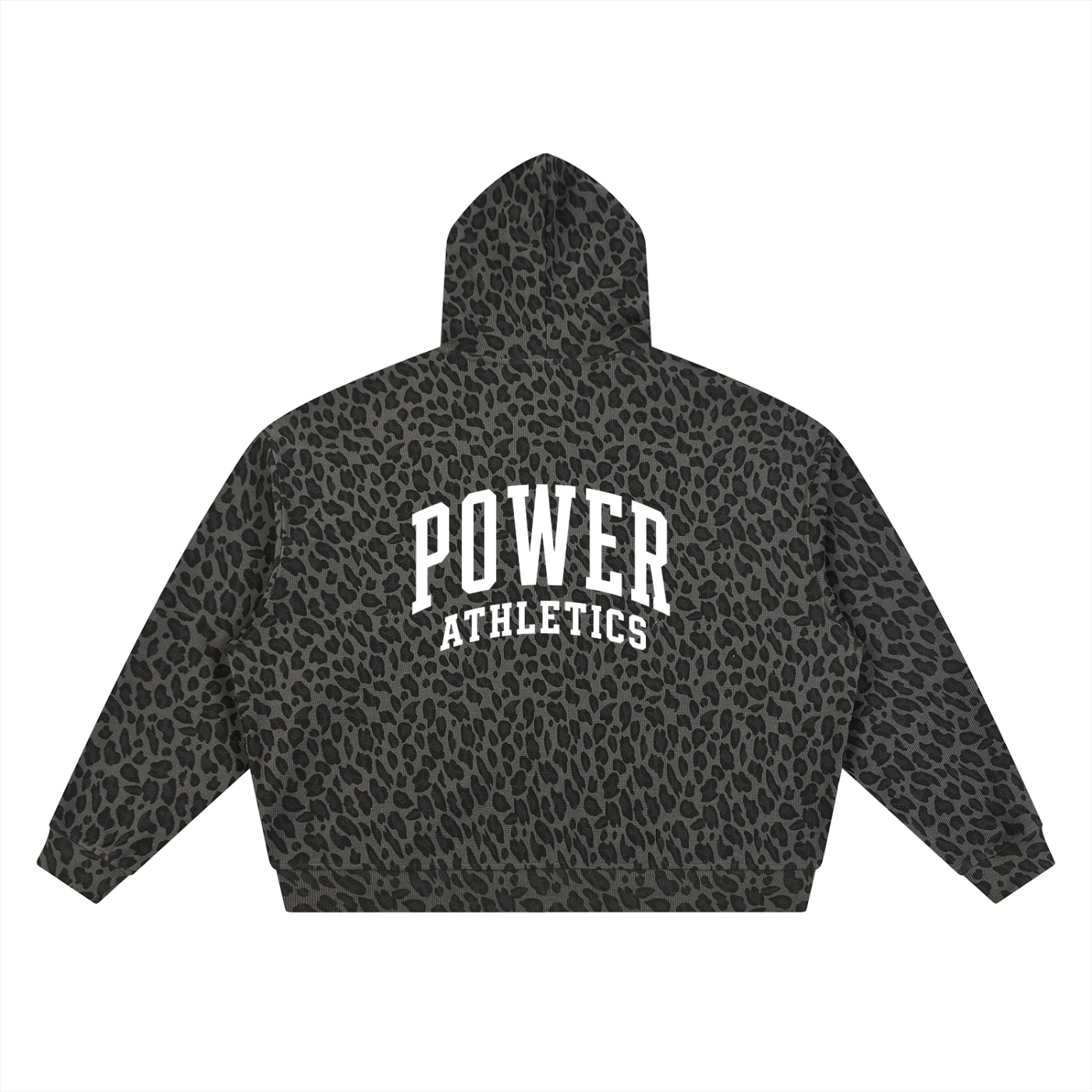Unisex Leopard Print Waffle Full Zip Hoodie