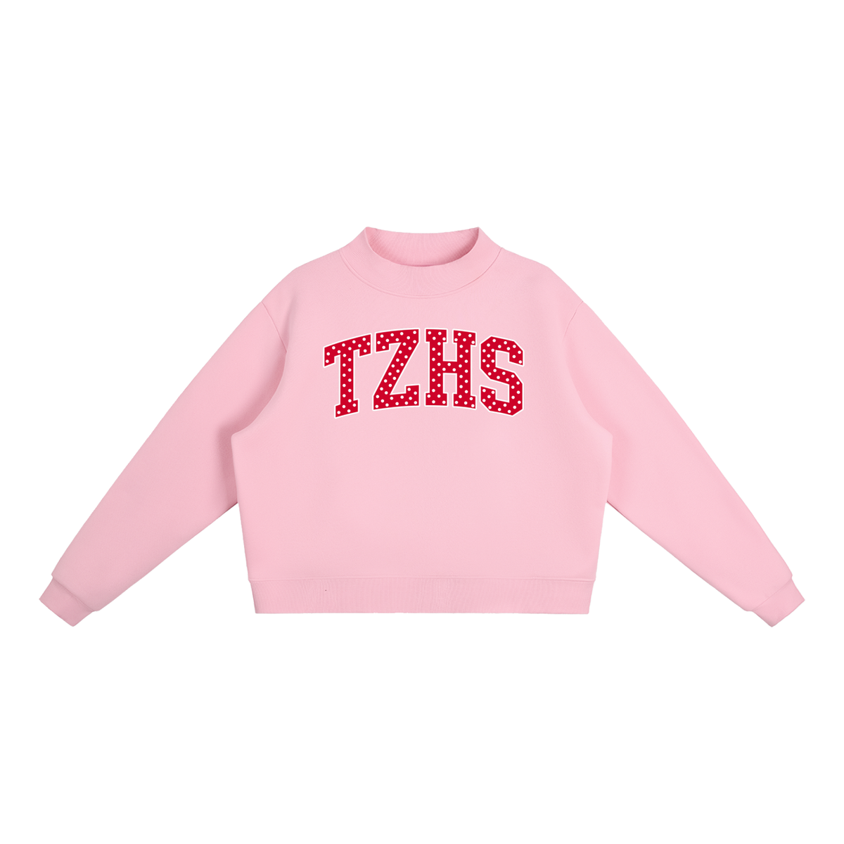 Polka Dot Tappan Zee Essential Fleece Mock-Neck Crew Sweatshirt (printed)