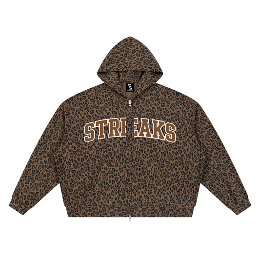 Leopard Print Full Zip Hoodie