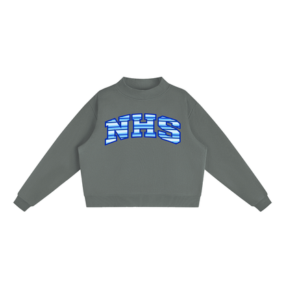 Striped NHS Essential Fleece Mock-Neck Crew Sweatshirt