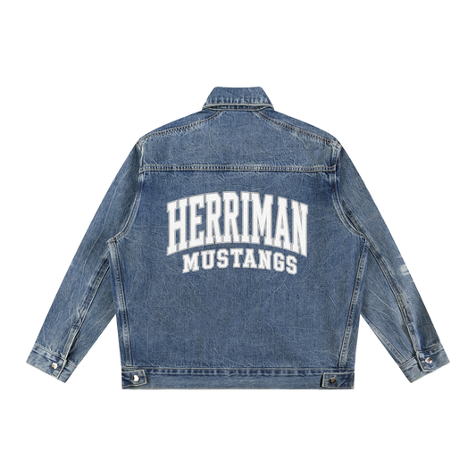 Vintage Wash Zip Up Denim Jacket