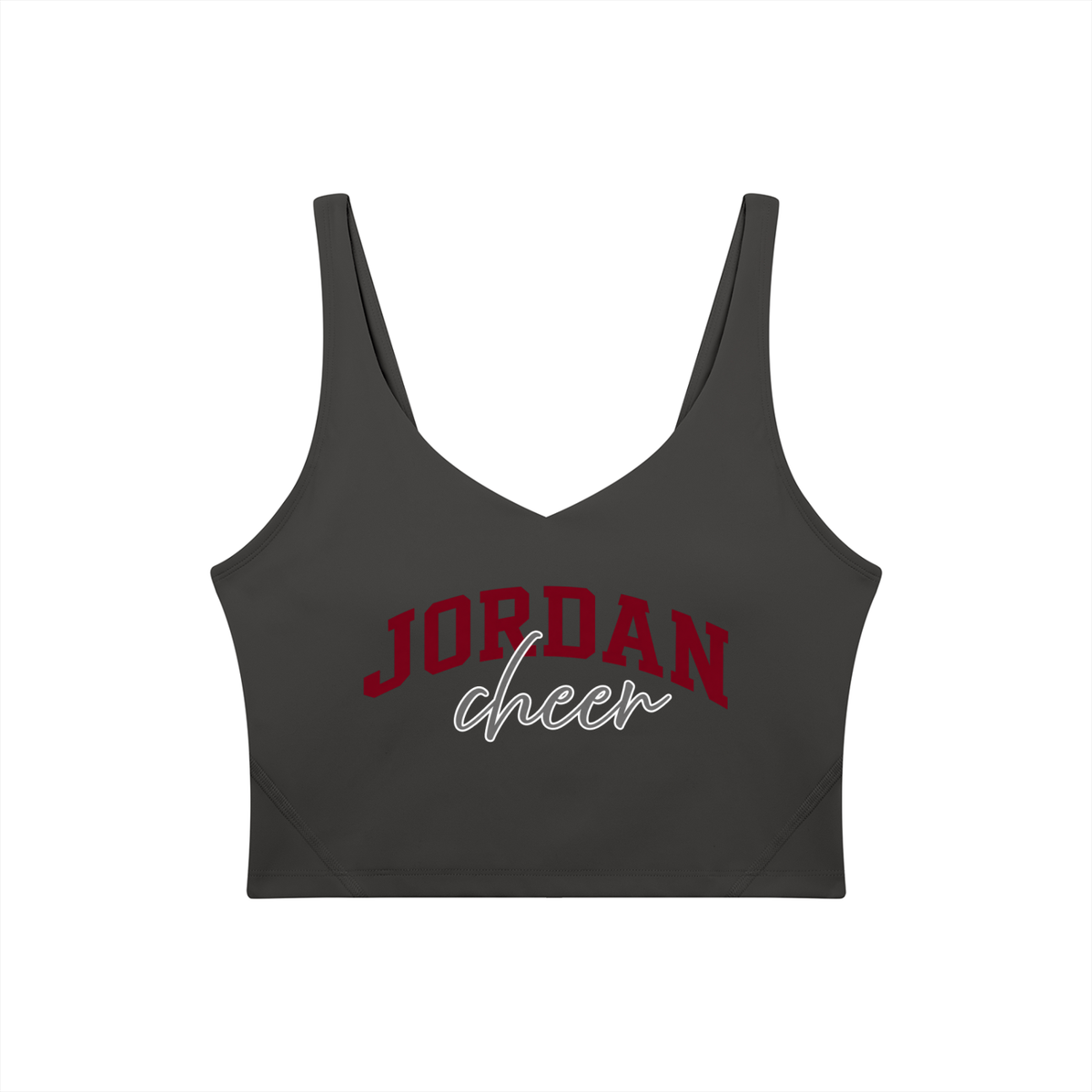 Cursive Jordan Women's V-Neck Yoga Sports Bra