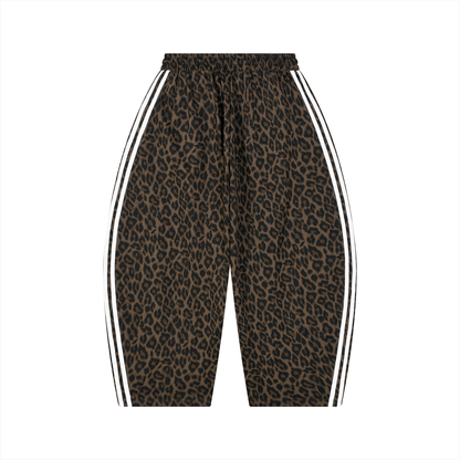 Unisex Leopard Barrel Leg Sweatpants
