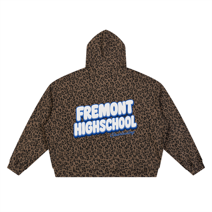 Unisex Leopard Print Waffle Full Zip Hoodie
