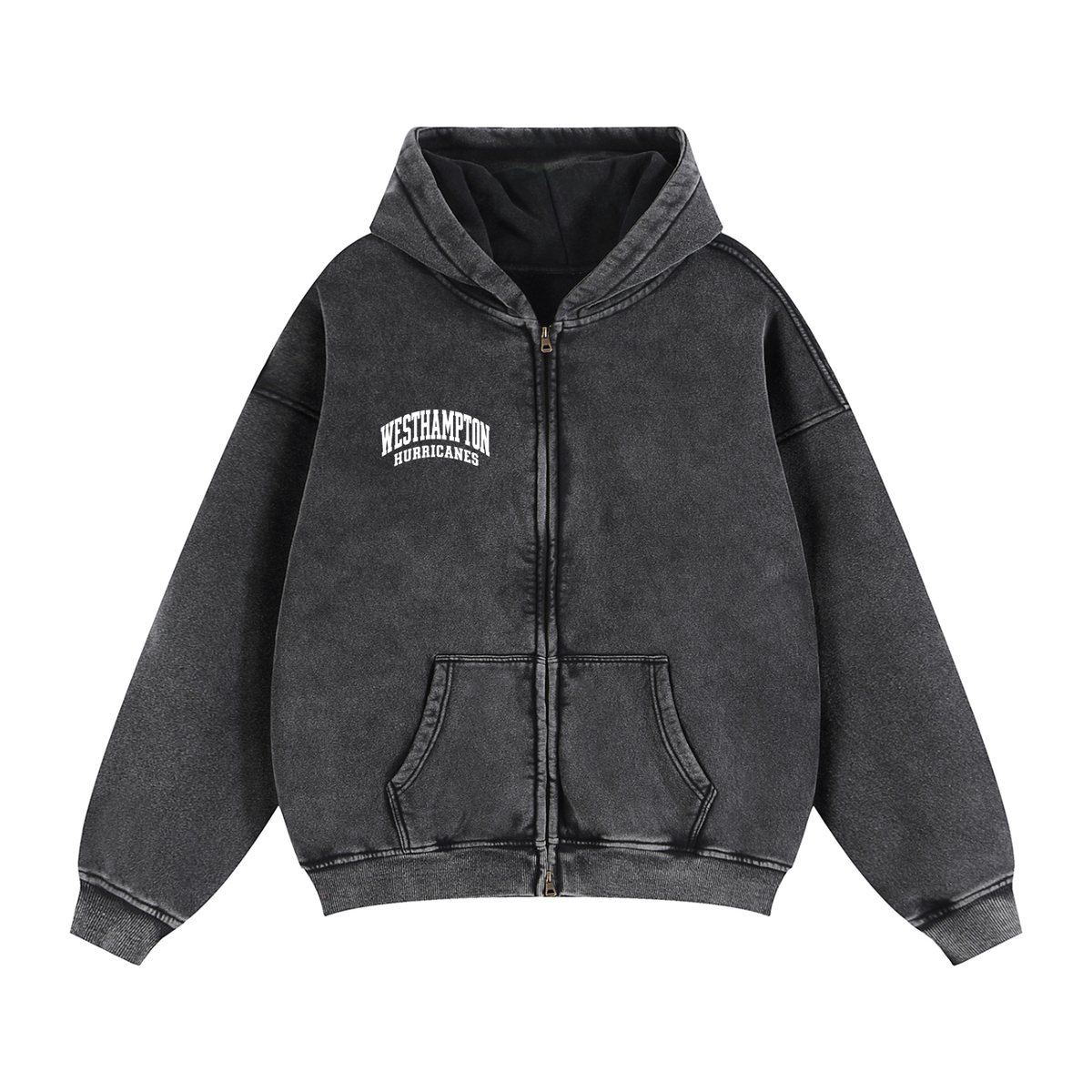 Basic 2 White Westhampton Zip-Through Boxy Fleece Hoodie