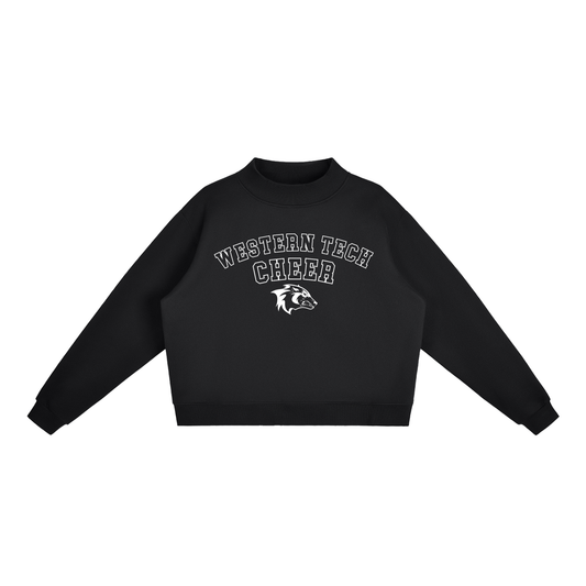 Essential Fleece Mock-Neck Crew Printed Sweatshirt