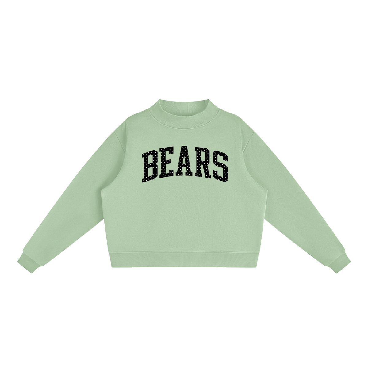 Black Bears Polka Essential Fleece Mock-Neck Crew Sweatshirt