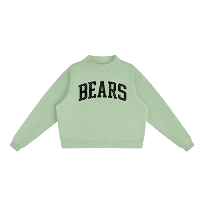 Black Bears Polka Essential Fleece Mock-Neck Crew Sweatshirt