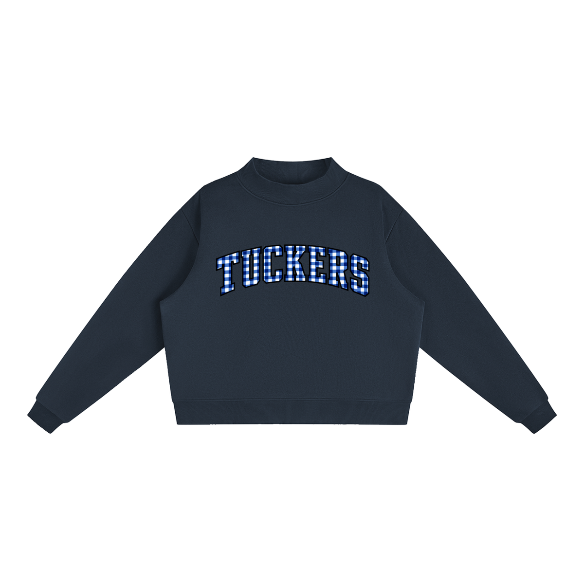 Gingham Mattituck Essential Fleece Mock-Neck Crew Sweatshirt