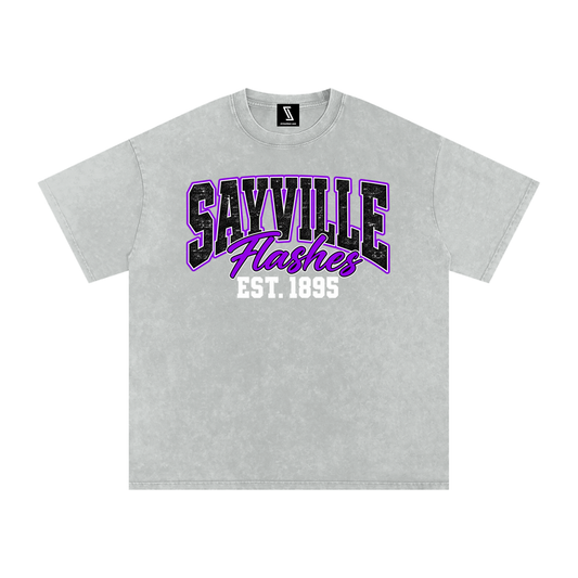 Vintage Sayville Snow Washed Oversized Cotton T-Shirt