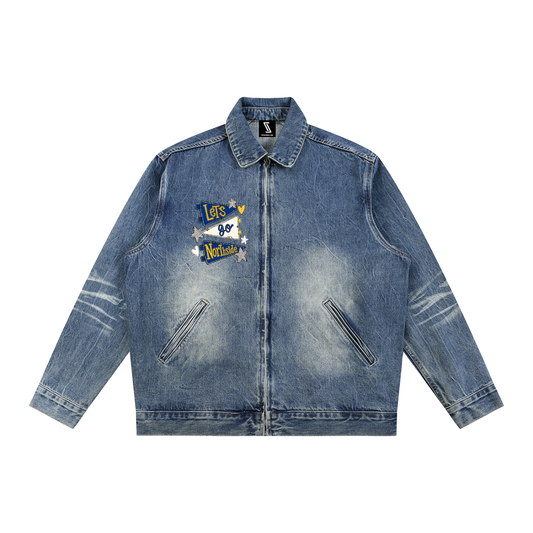 Lets Go Northside Vintage Wash Zip Up Denim Jacket