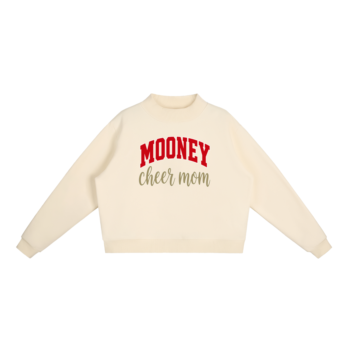 Cheer Mom Cardinal Mooney Essential Fleece Mock-Neck Crew Sweatshirt