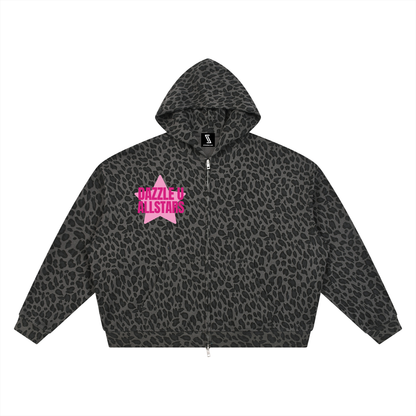 Unisex Leopard Zip Hoodie