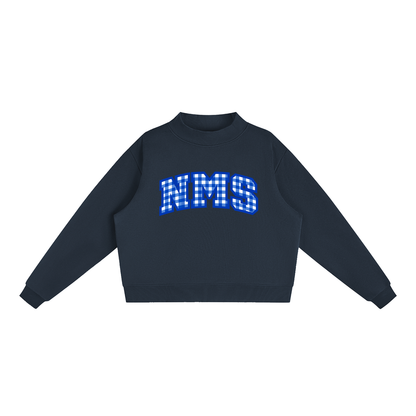 Gingham Northside Essential Fleece Mock-Neck Crew Sweatshirt (printed)