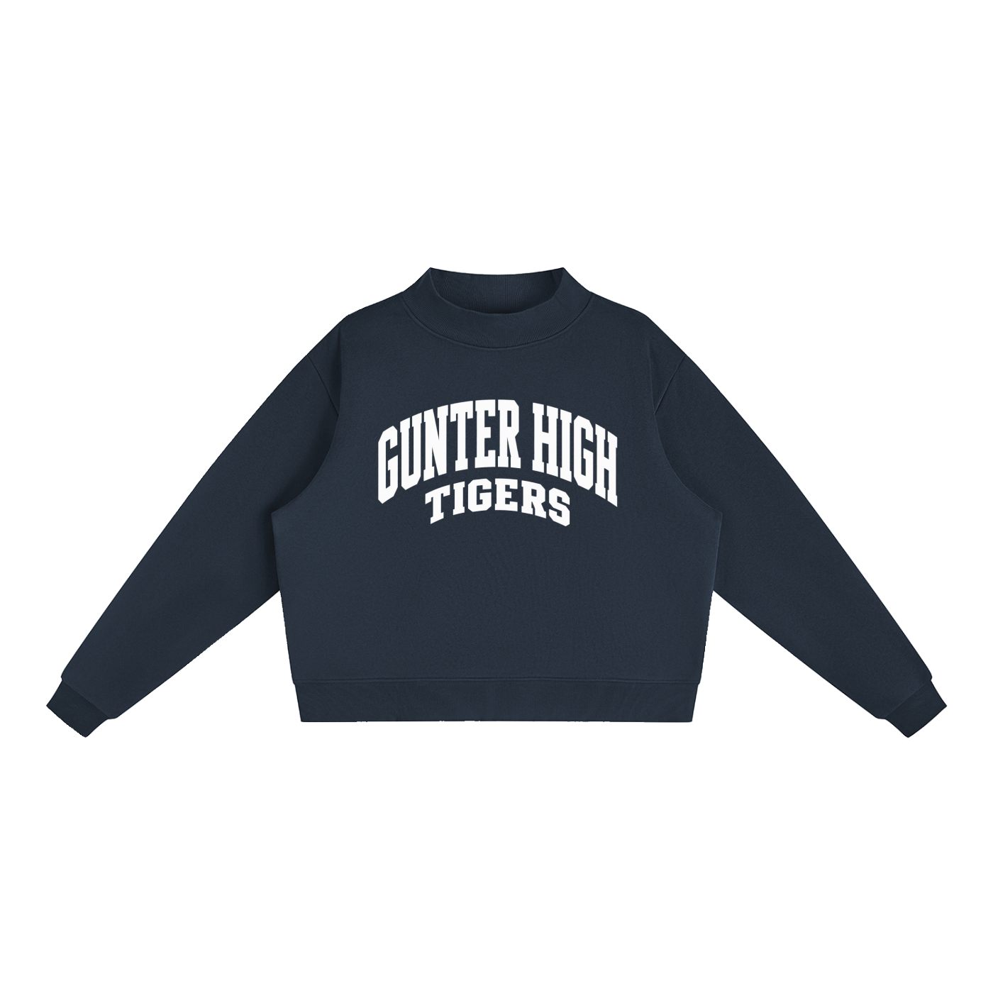 Basic 2 White Gunter Essential Fleece Mock-Neck Crew Sweatshirt