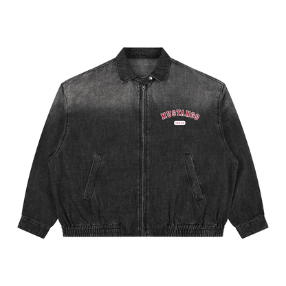 Unisex Vintage Wash Full-Zip Denim Jacket