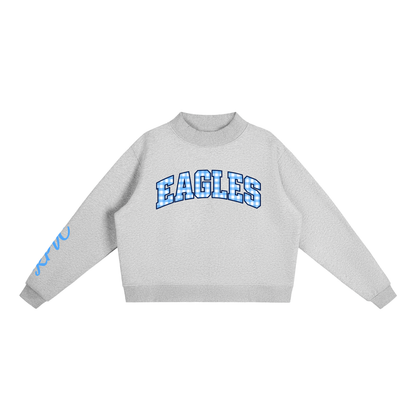 GINGHAM EAGLES Essential Fleece Mock-Neck Crew Sweatshirt