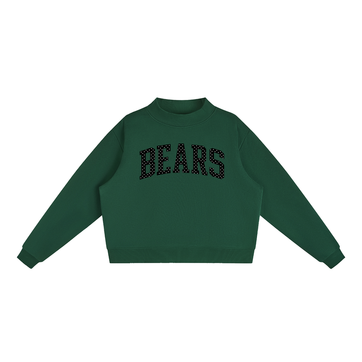 Black Bears Polka Essential Fleece Mock-Neck Crew Sweatshirt