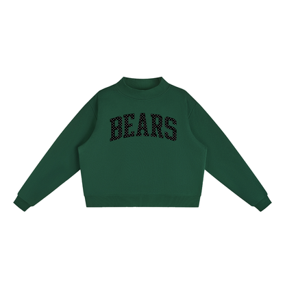 Black Bears Polka Essential Fleece Mock-Neck Crew Sweatshirt