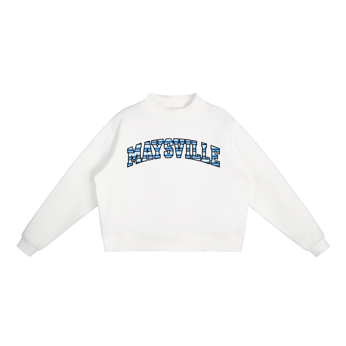 Striped Maysville Essential Fleece Mock-Neck Crew Sweatshirt