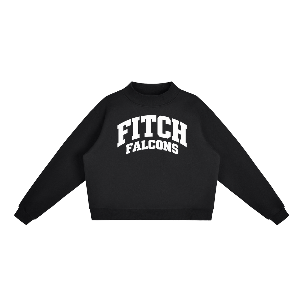 Basic 2 White Fitch Essential Fleece Mock-Neck Crew Sweatshirt (printed)