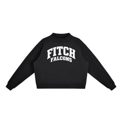 Basic 2 White Fitch Essential Fleece Mock-Neck Crew Sweatshirt (printed)