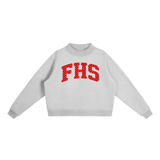 Polka Dot Fitch Essential Fleece Mock-Neck Crew Sweatshirt (printed)