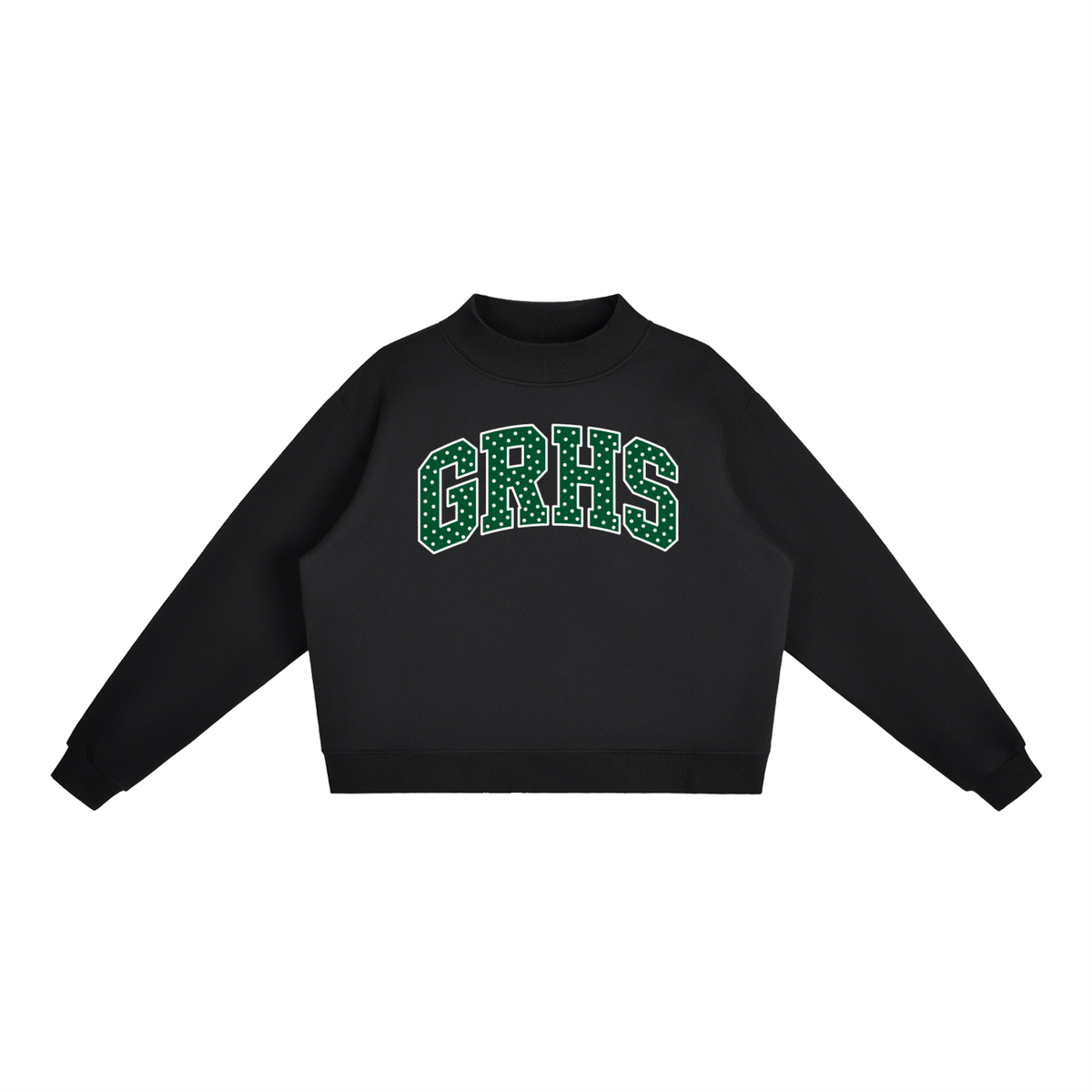 Polka Dot Green River Essential Fleece Mock-Neck Crew Sweatshirt (printed)