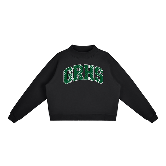 Polka Dot Green River Essential Fleece Mock-Neck Crew Sweatshirt (printed)