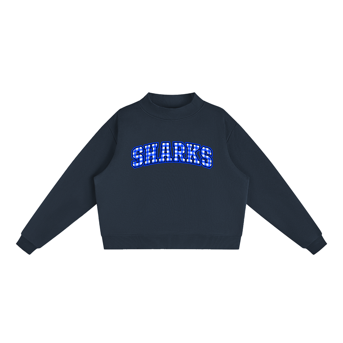 Gingham Saint James Essential Fleece Mock-Neck Crew Sweatshirt (printed)