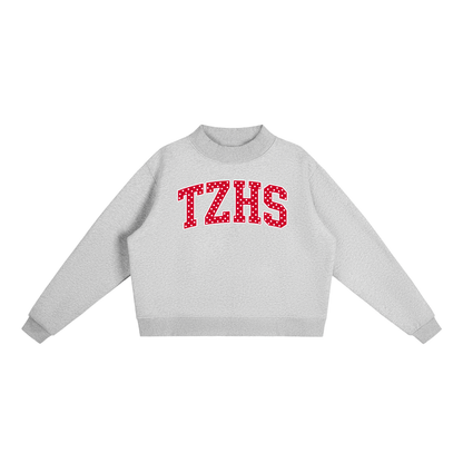 Polka Dot Tappan Zee Essential Fleece Mock-Neck Crew Sweatshirt (printed)