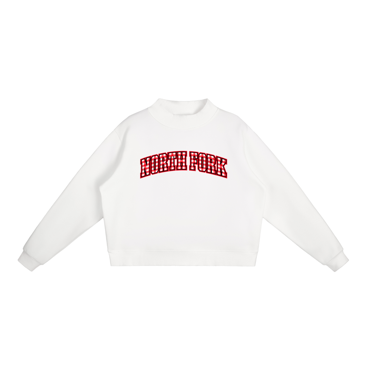 Gingham North Fork Essential Fleece Mock-Neck Crew Sweatshirt (printed)