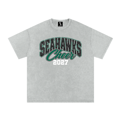 Vintage Seahawks Snow Washed Oversized Cotton T-Shirt