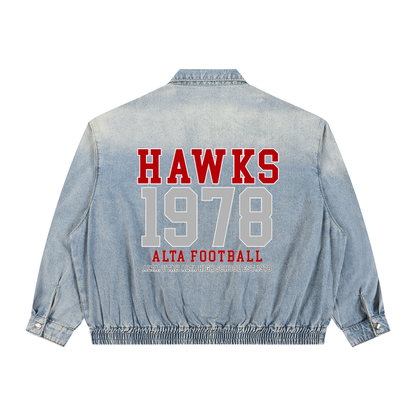 Unisex Vintage Wash Full-Zip Denim Jacket