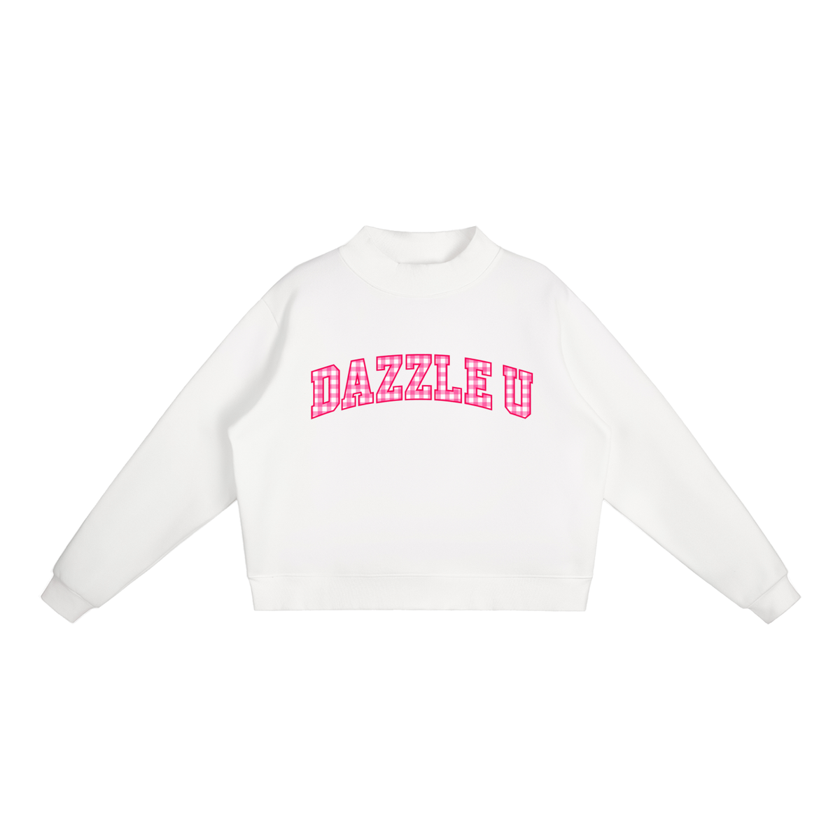 *NEW*  Gingham Essential Fleece Mock-Neck Crew Sweatshirt