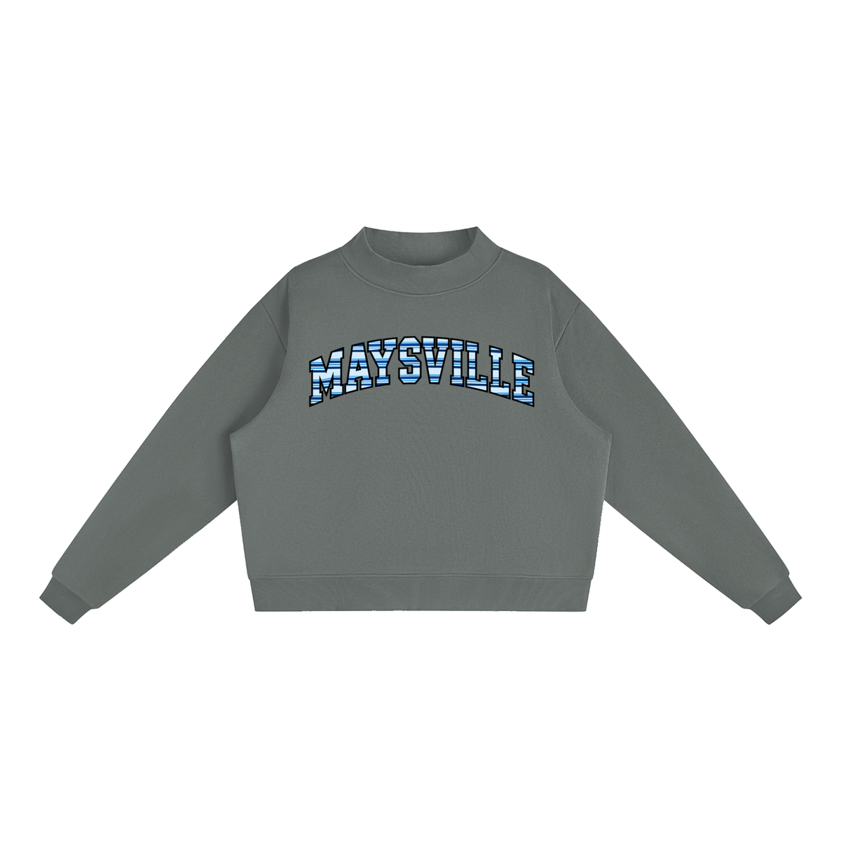 Striped Maysville Essential Fleece Mock-Neck Crew Sweatshirt
