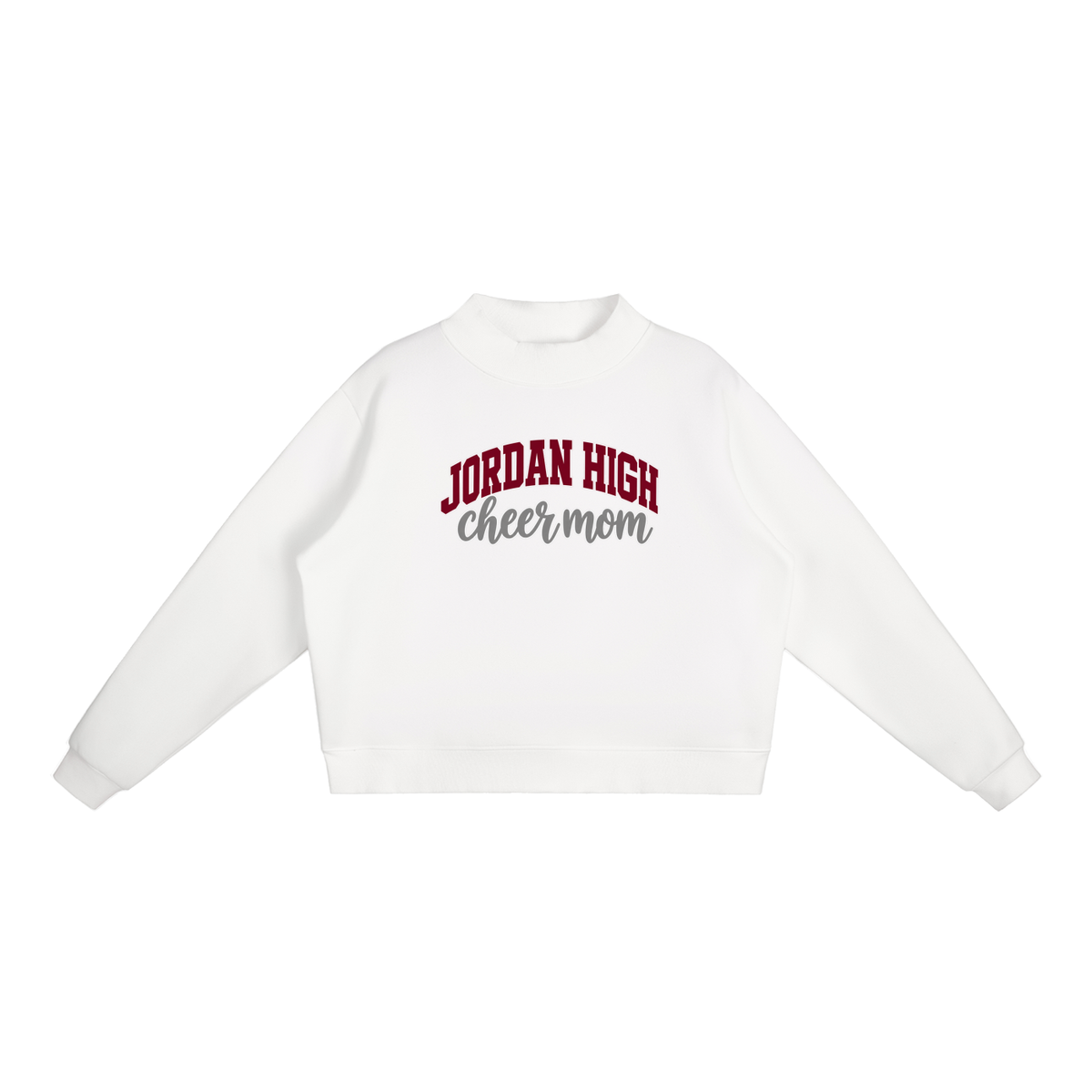 Cheer Mom Jordan Essential Fleece Mock-Neck Crew Sweatshirt (printed)