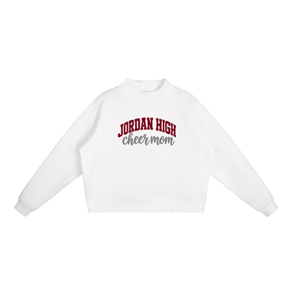 Cheer Mom Jordan Essential Fleece Mock-Neck Crew Sweatshirt (printed)