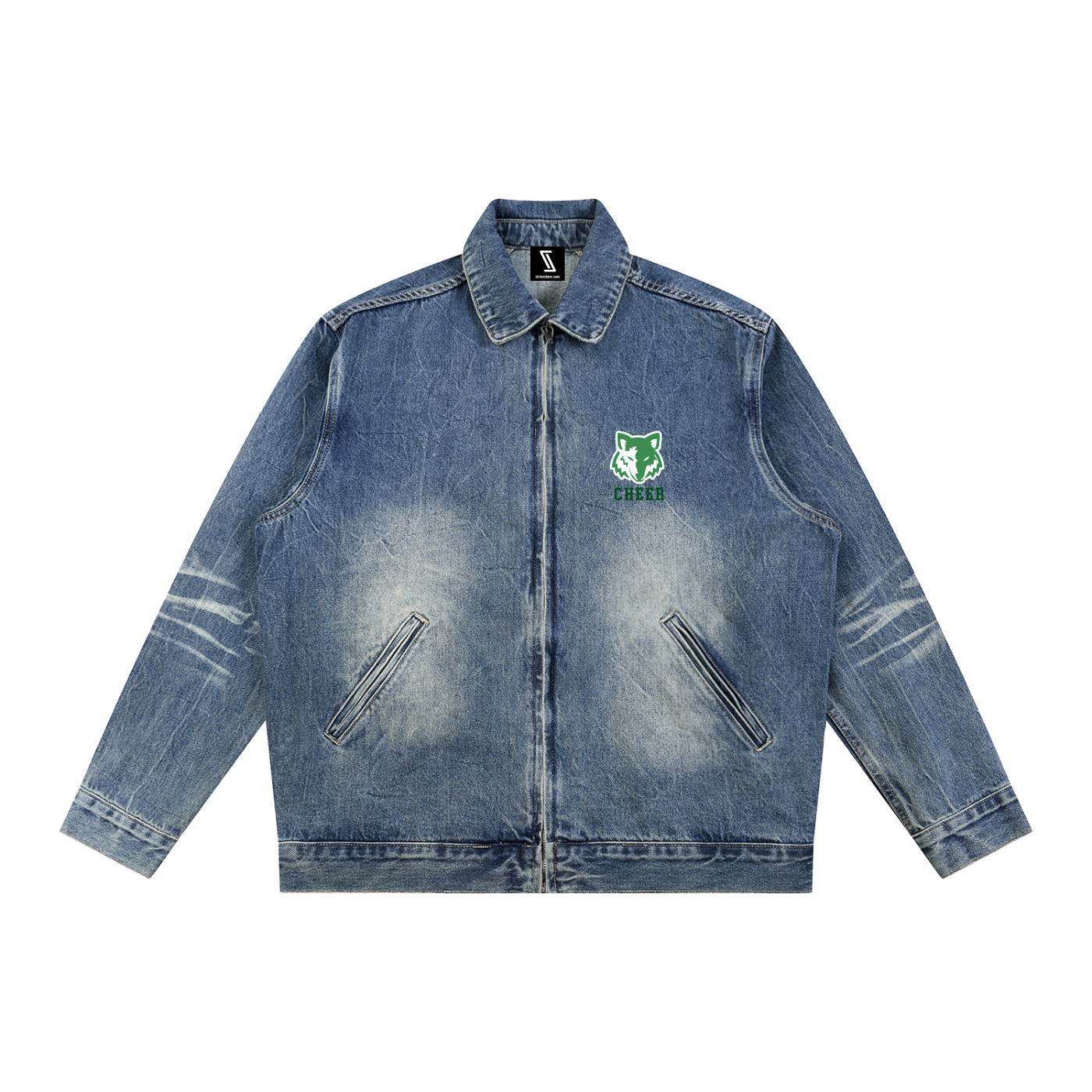 Vintage Wash Zip Up Denim Jacket