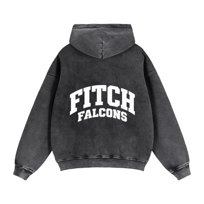 Basic 2 White Fitch Zip-Through Boxy Fleece Hoodie