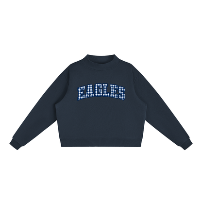 Gingham Oakland Middle Essential Fleece Mock-Neck Crew Sweatshirt (printed)