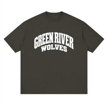 Basic 2 White Green River Oversized Drop Shoulder T-Shirt