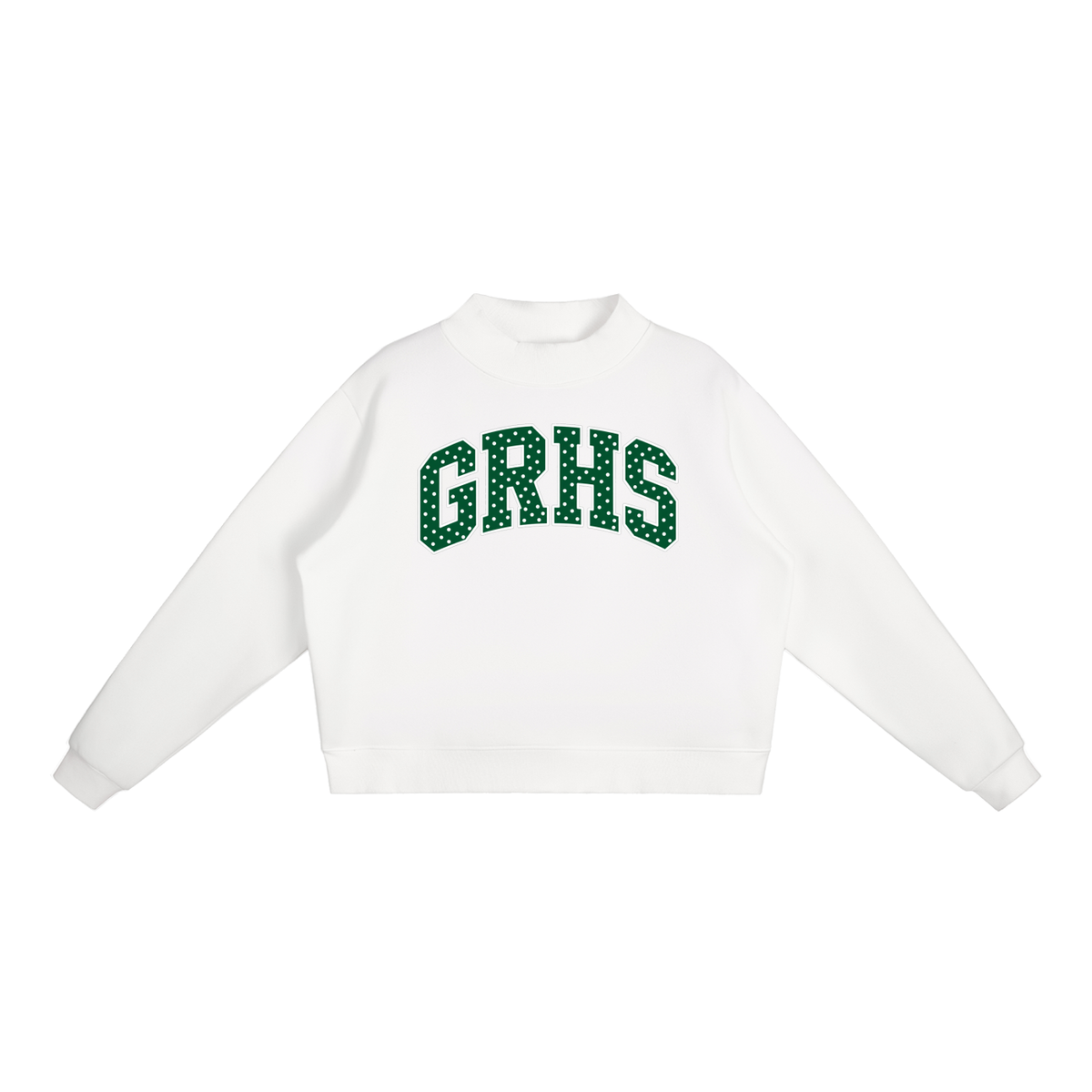 Polka Dot Green River Essential Fleece Mock-Neck Crew Sweatshirt (printed)
