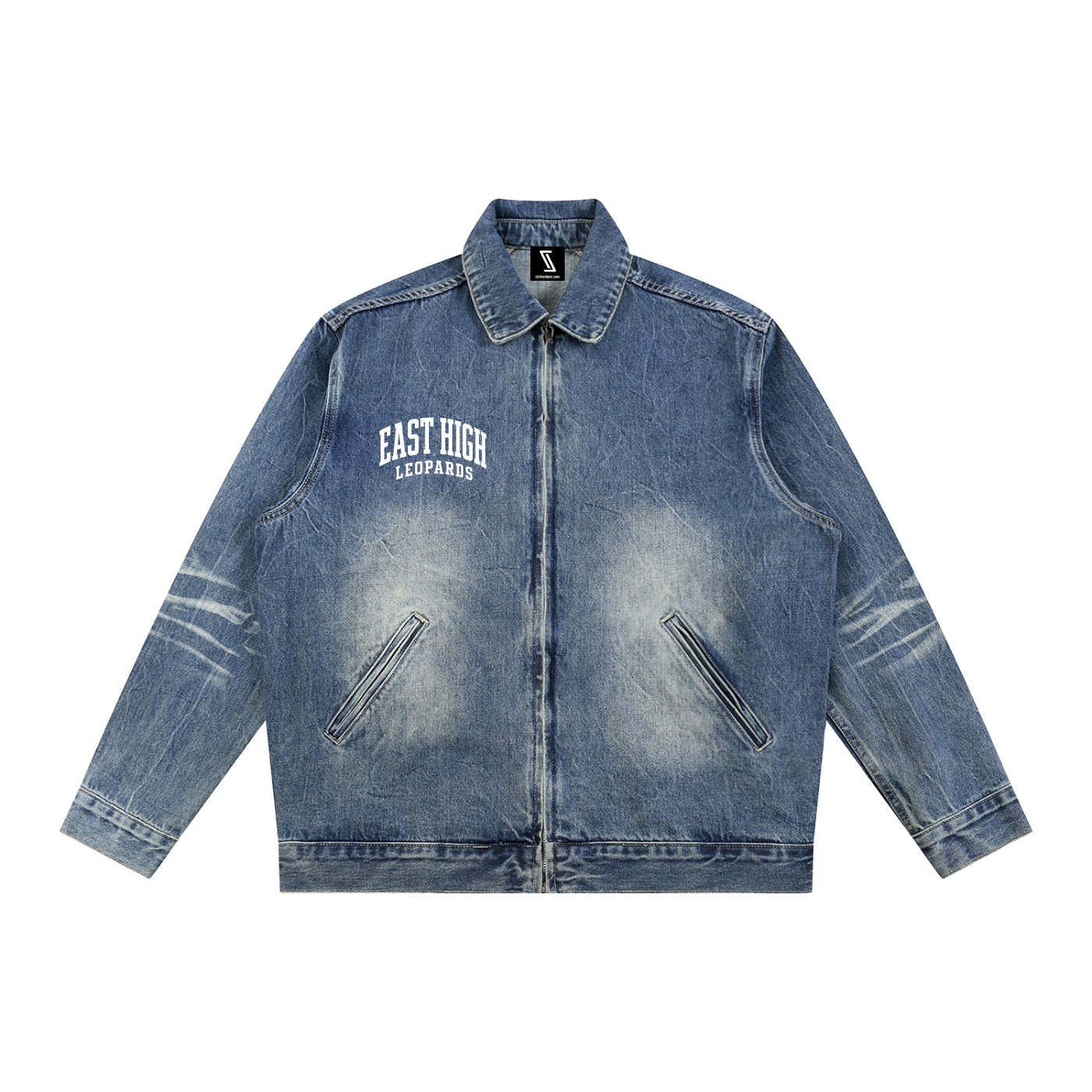 Vintage Wash Zip Up Denim Jacket